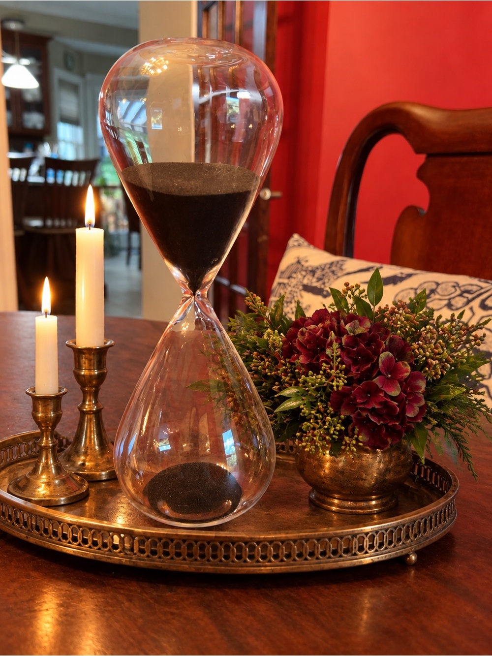 Decorative Clear Glass Hourglass with Black Sand - Home Accents 30 Minute Timer